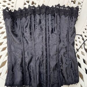 Frederick's of Hollywood Black Floral Lace Bustier